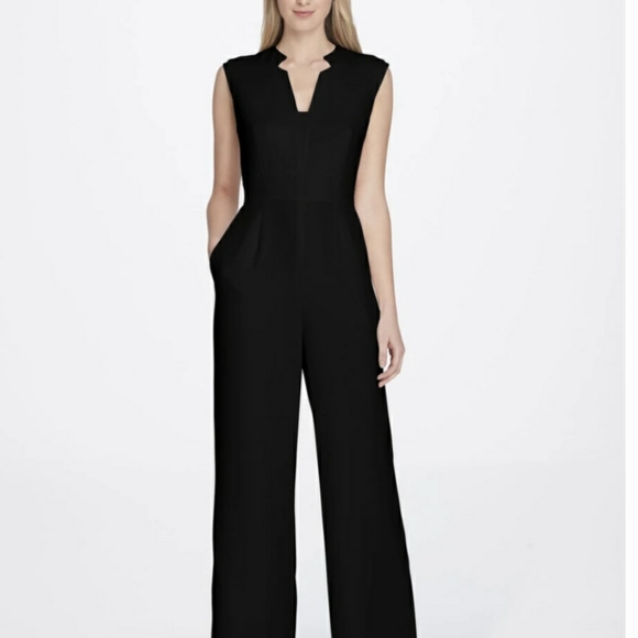 Tahari Pants - NWT Tahari Black Sleeveless Notchneck Jumpsuit 12